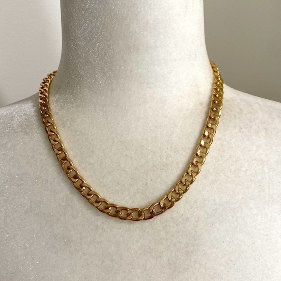 18Kt Gold Plated Thick Chain Link Party Statement Necklace - Picture 1 of 7